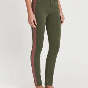 Women’s Mother The Looker Killing Time Skinny Jean Green Red Stripe Size 26